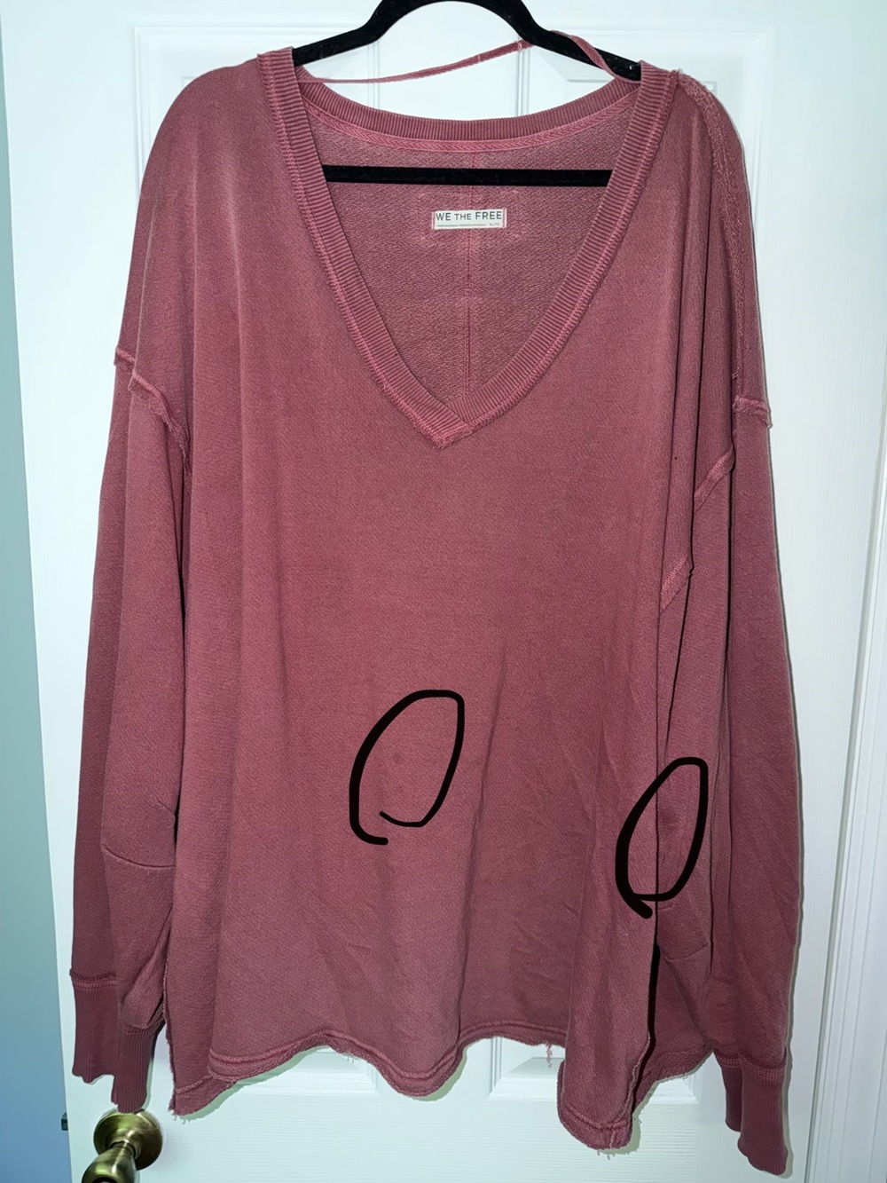 We The Free Oversized V-Neck Sweater - Burgundy